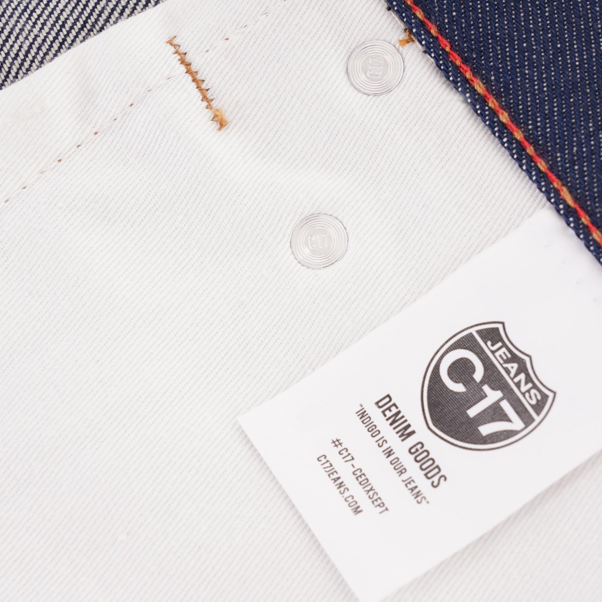 C17 Jeans Cone Mills Denim Regular Tapered Americano Unwashed Raw