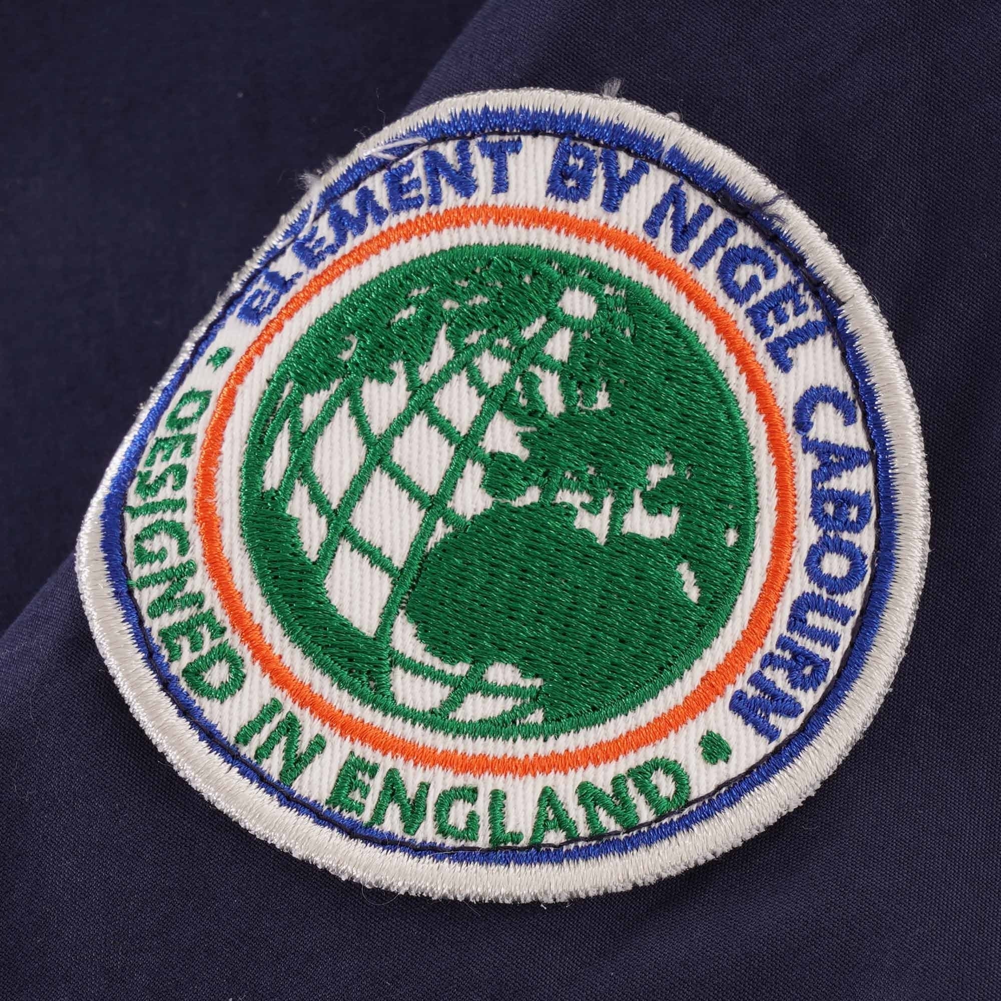 Close-up of the collaboration patch on the Nigel Cabourn x Element Alder Jacket.