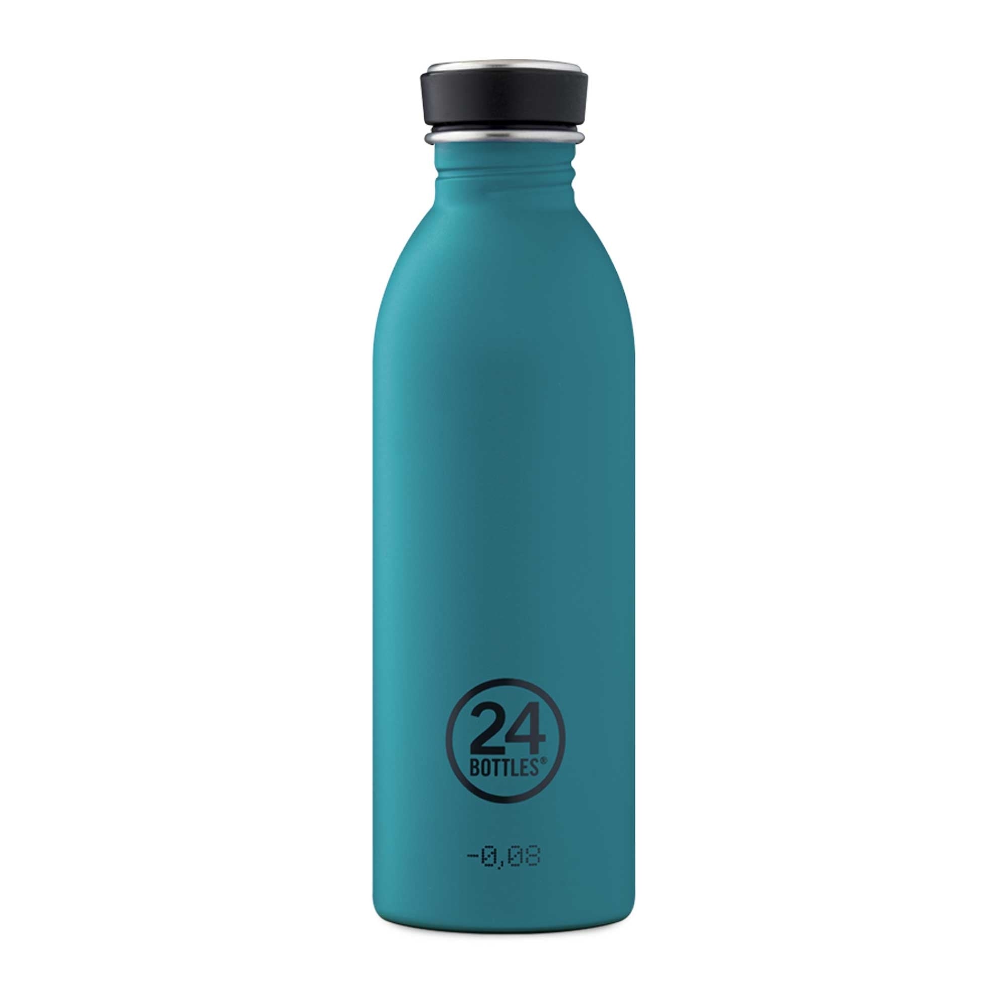 A 24Bottles Urban Bottle 0.5L in Insulated Teal with a black lid.