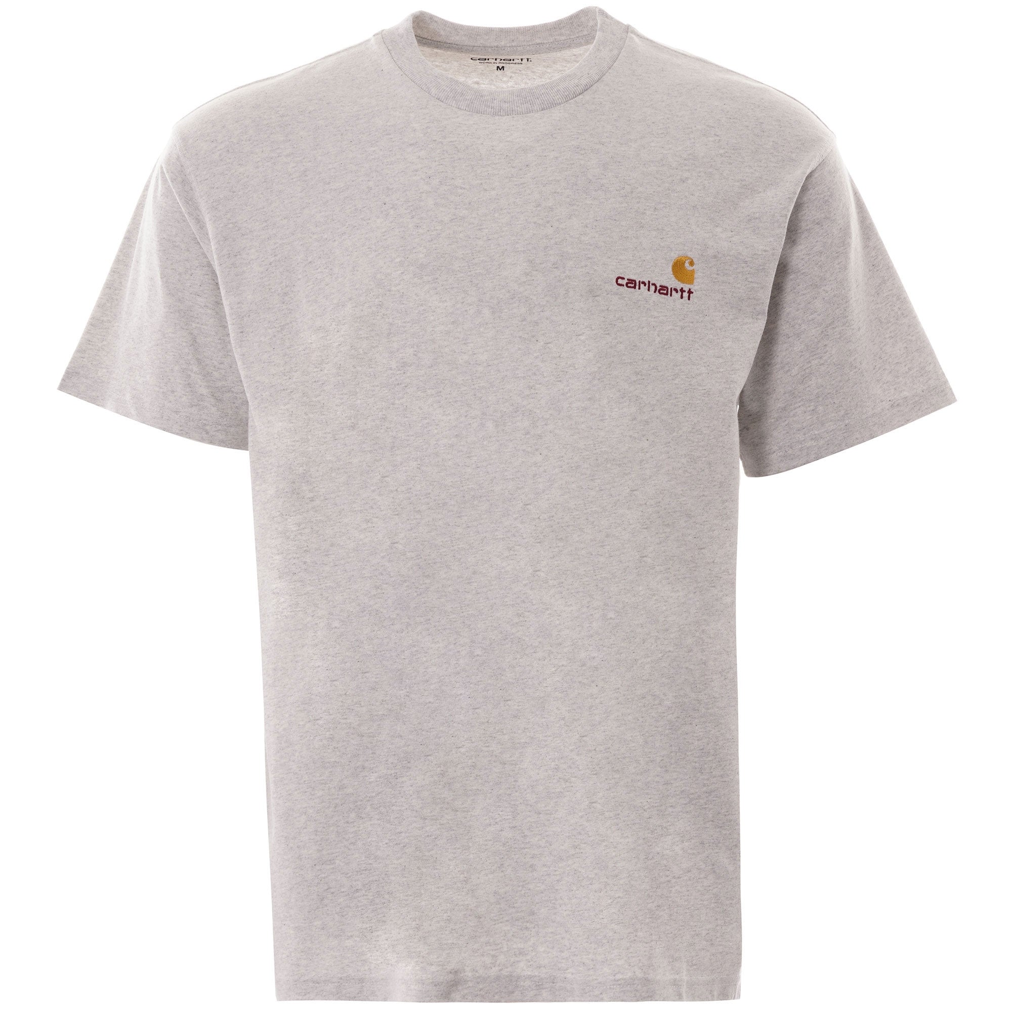 Front view of the Carhartt WIP short-sleeve grey t-shirt.