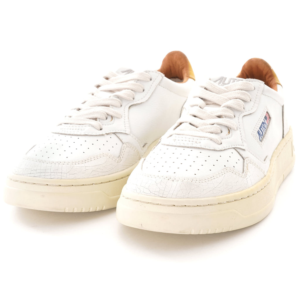 Autry Medalist Leather/Cracked Leather - White/Yellow