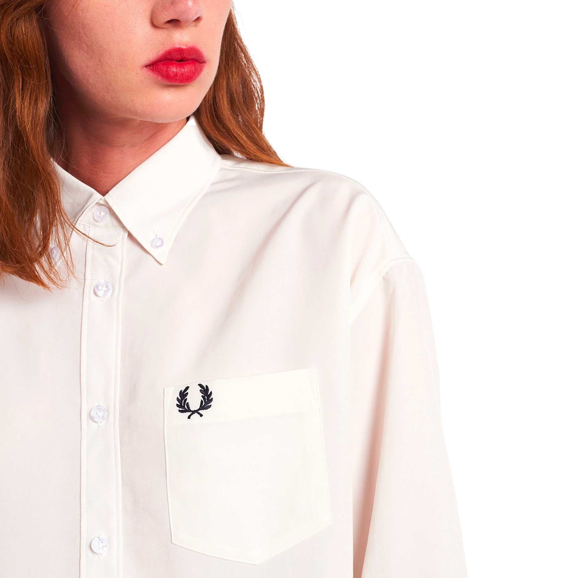 Fred Perry Womens Boxy Oversized Shirt  - Snow White