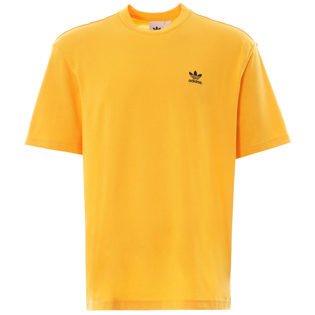 An orange adidas t-shirt with a black adidas trefoil logo on the left chest.