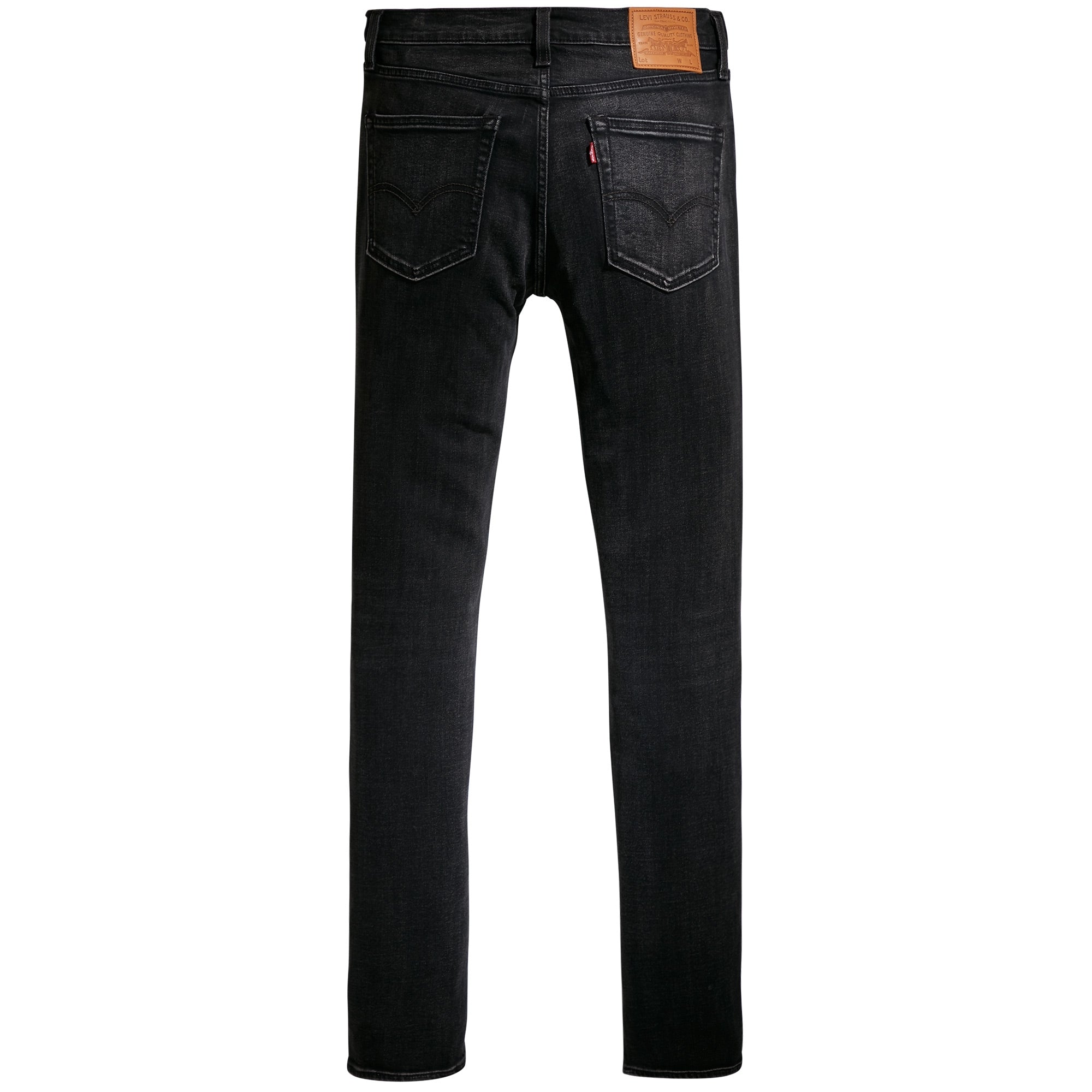 Back view of Levi's 519 men's black skinny jeans, highlighting the pockets.
