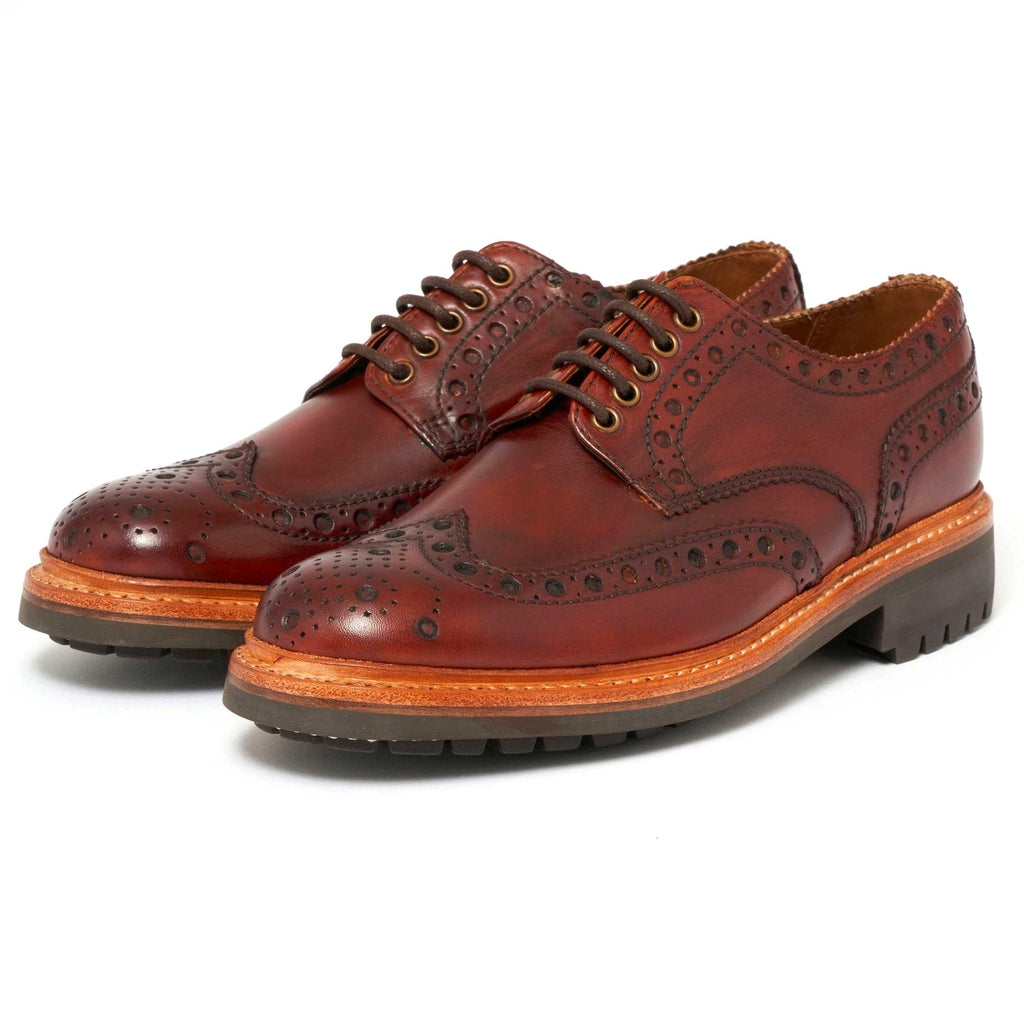 Grenson Archie Brogue Shoes - Tan