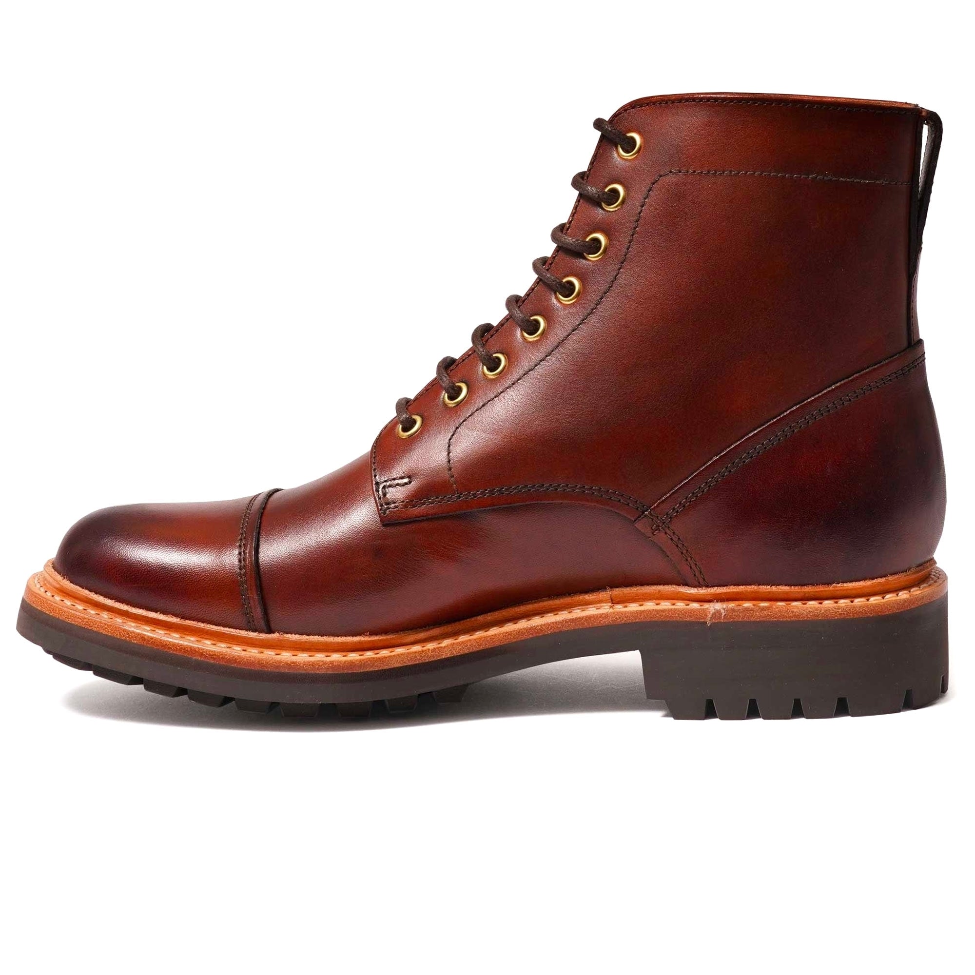 Grenson Joseph Toe Cap Derby Boot (Tan) at Dandy Fellow