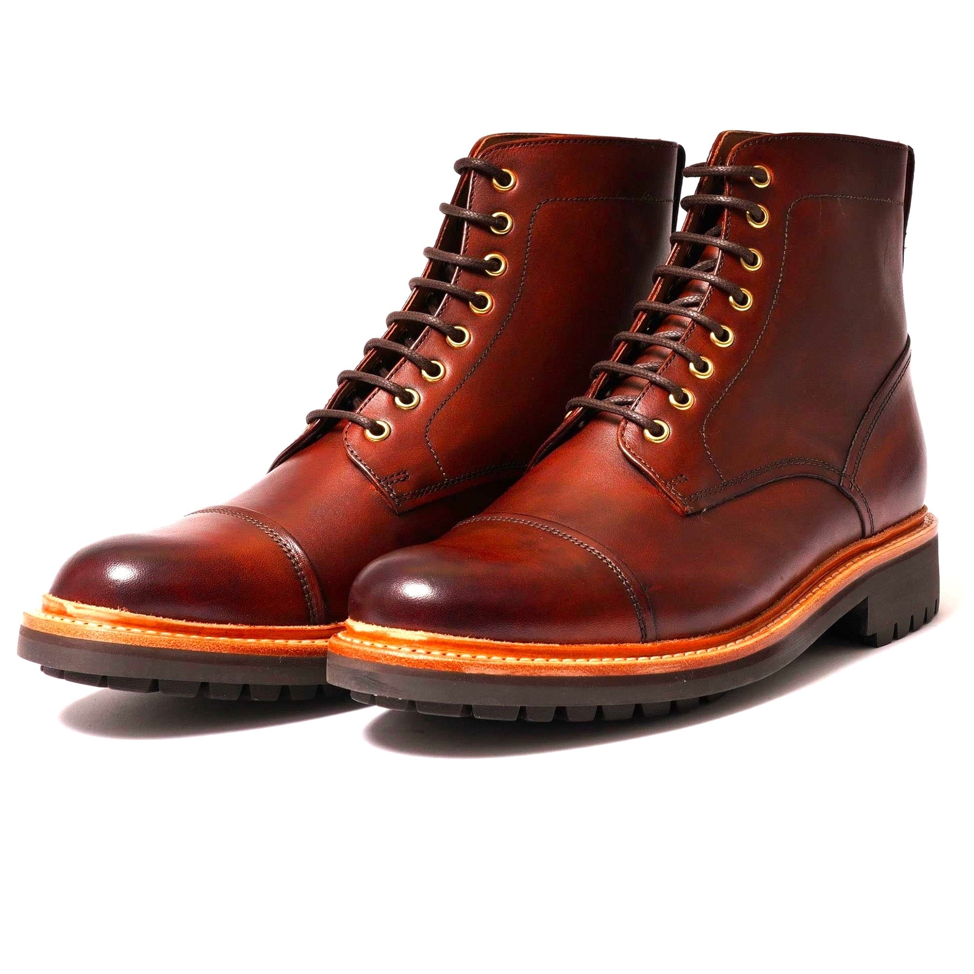 Grenson Joseph Toe Cap Derby Boot (Tan) at Dandy Fellow