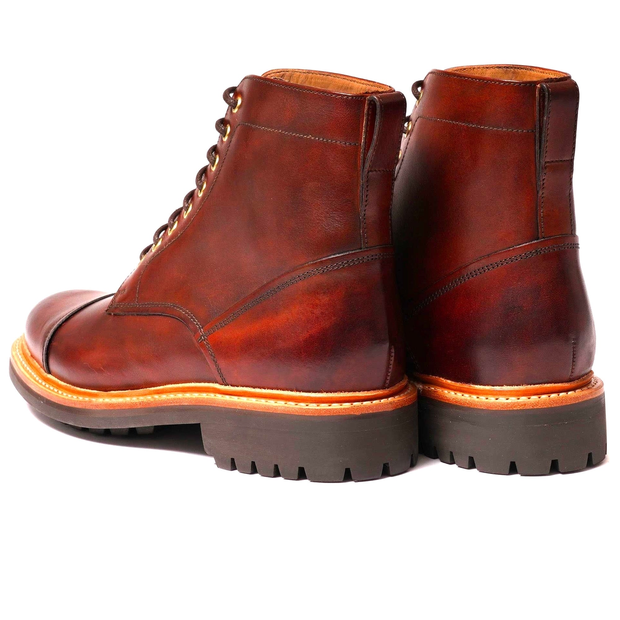 Grenson Joseph Toe Cap Derby Boot (Tan) at Dandy Fellow