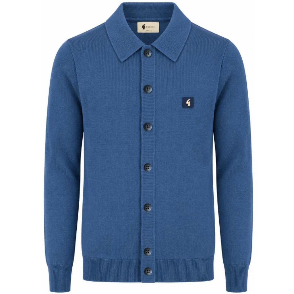 Gabicci Vintage Azima Long Sleeve Plain Knit Button Thru - Airforce