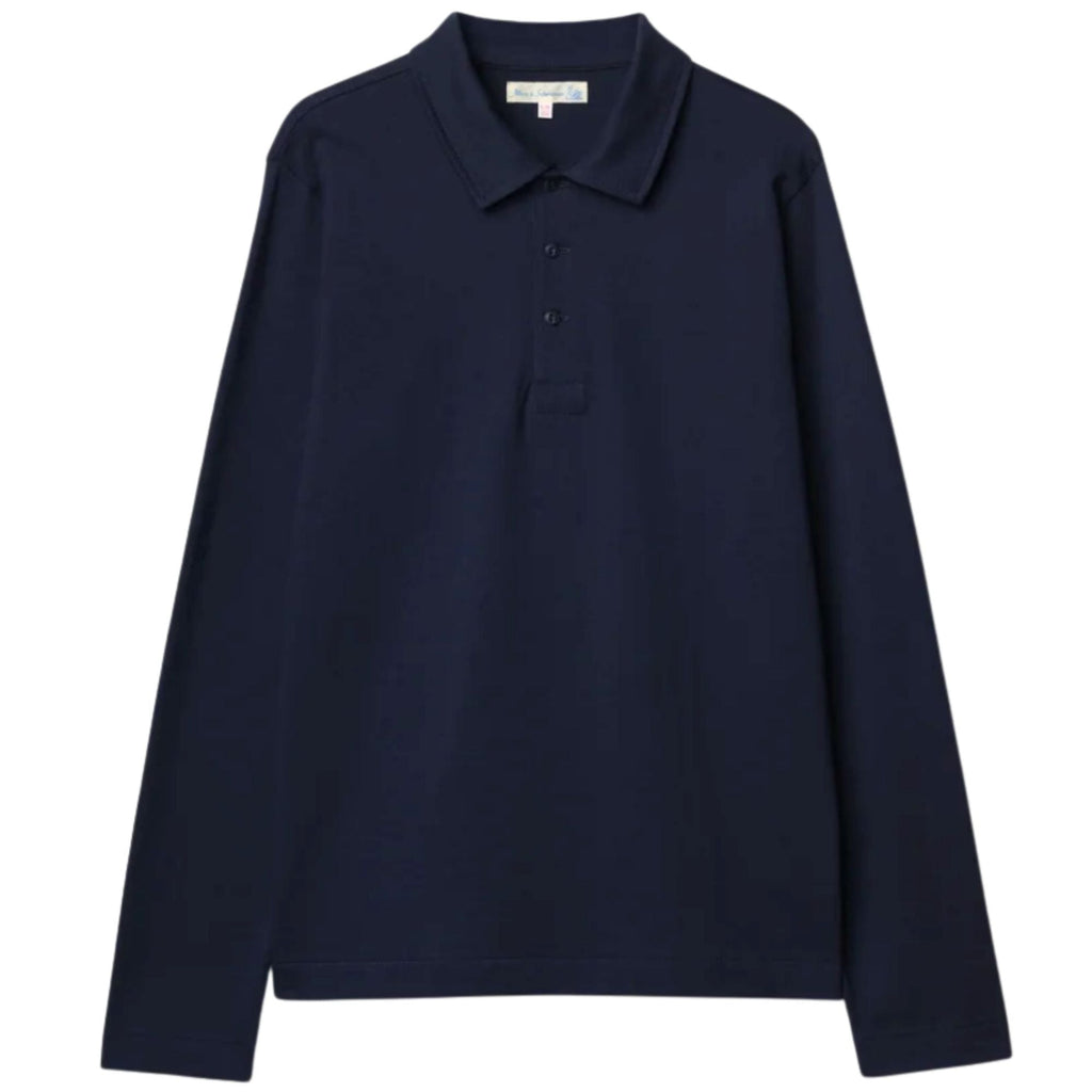 Merz b Schwanen 2MPOLO01LS Mid-Century Machine Refined Fit Polo Longsleeve - Ink Blue
