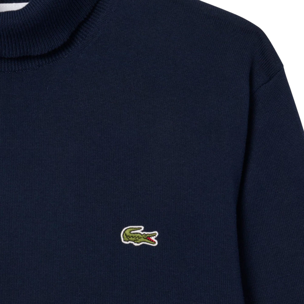 Lacoste Cotton Jersey Roll Neck Sweater - Navy
