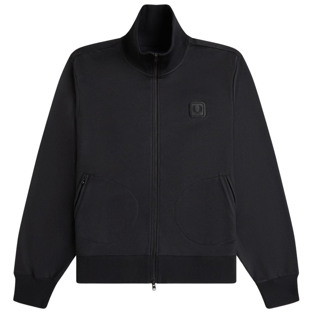 Fred Perry Leather Patch Track Jacket - Black
