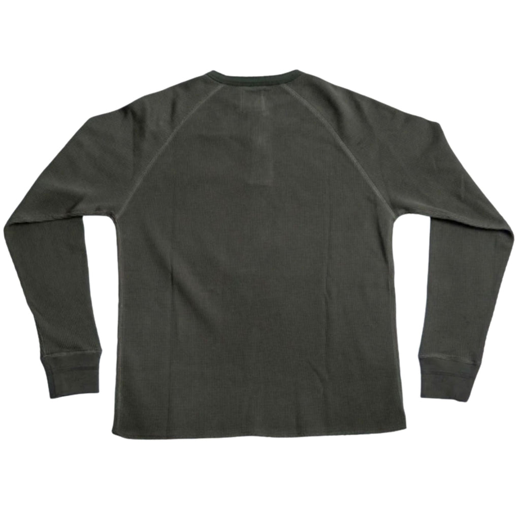 Heimat Henley Cotton Waffle Henley Polo - Military Green