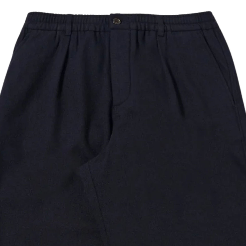 Universal Works Pleated Track Pant Robin Wool Mix - Dark Navy