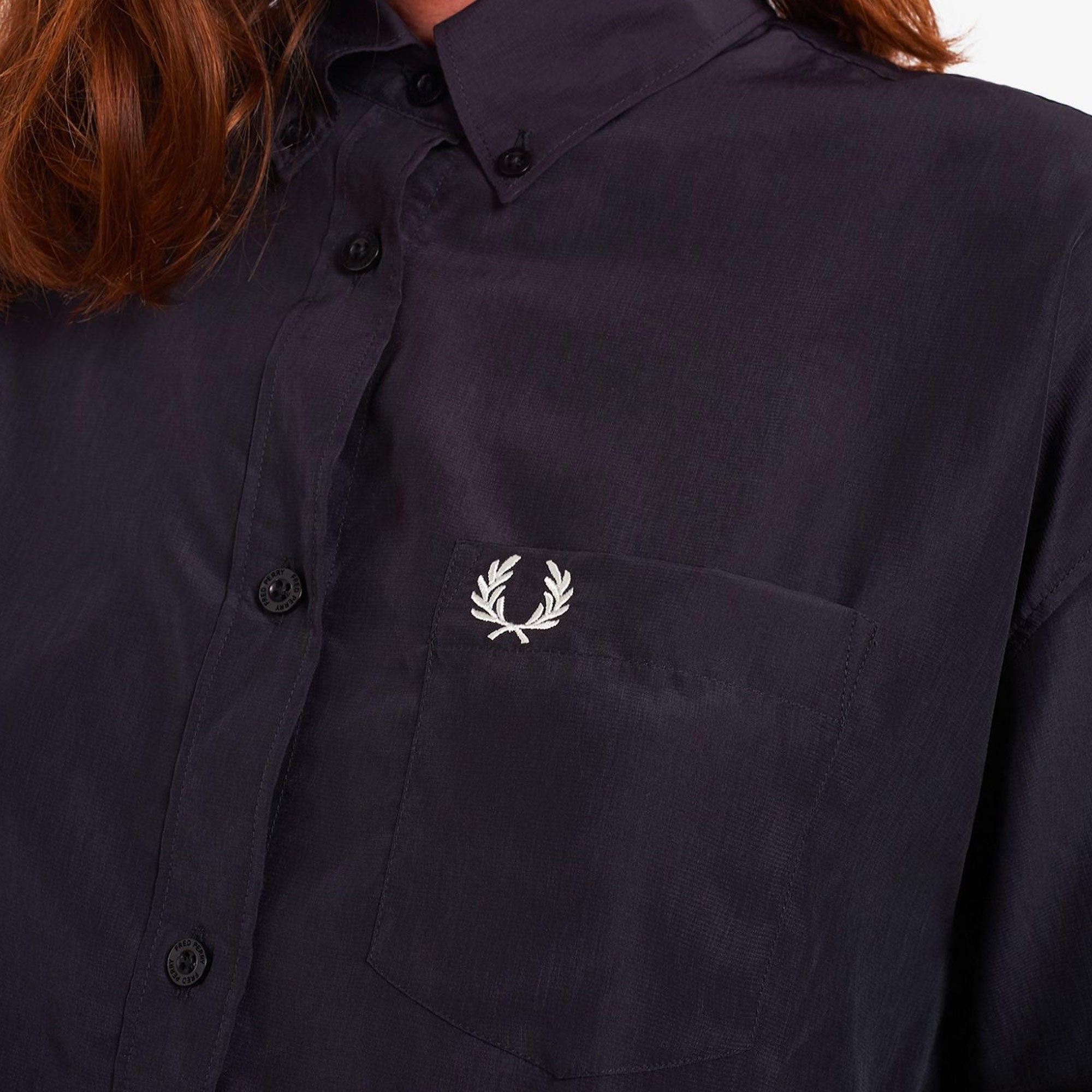 Fred Perry Womens Boxy Oversized Shirt - Navy