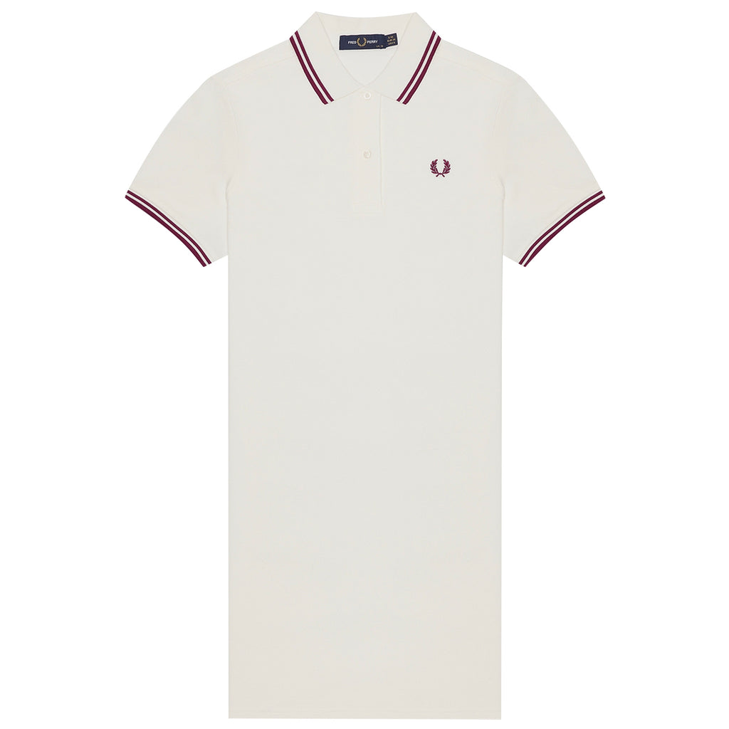 Fred Perry Womens Twin Tipped Polo Shirt Dress - Snow White