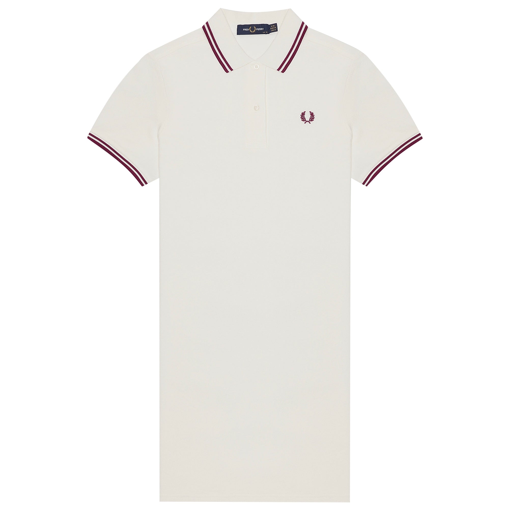Fred Perry Womens Twin Tipped Polo Shirt Dress - Snow White
