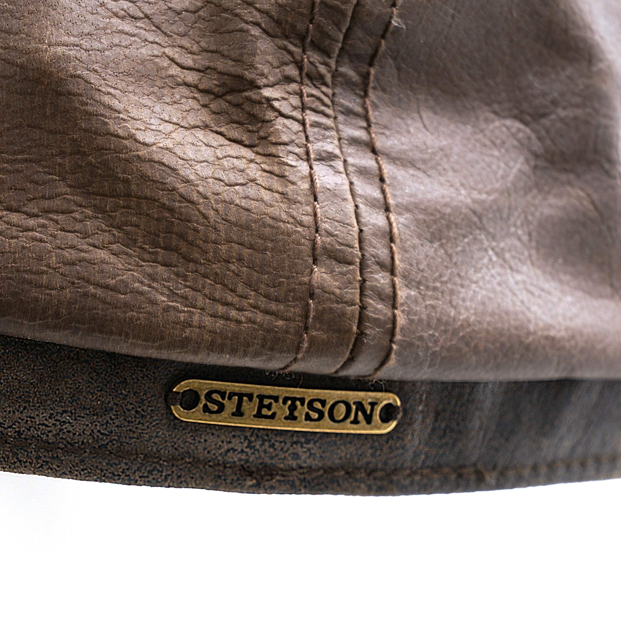 Stetson Hats Hatteras Goatskin Leather Newsboy Cap - Brown