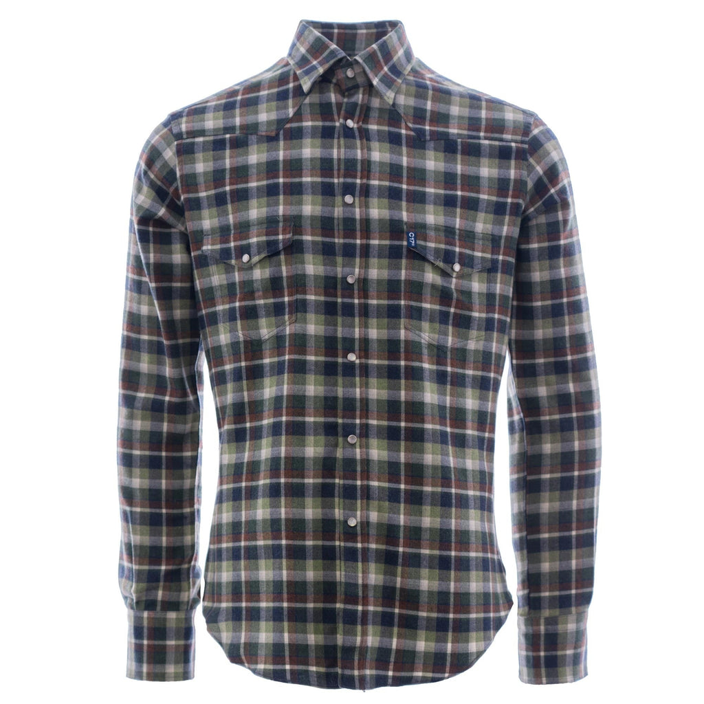 Antoine Flannel Western Shirt - Green Check