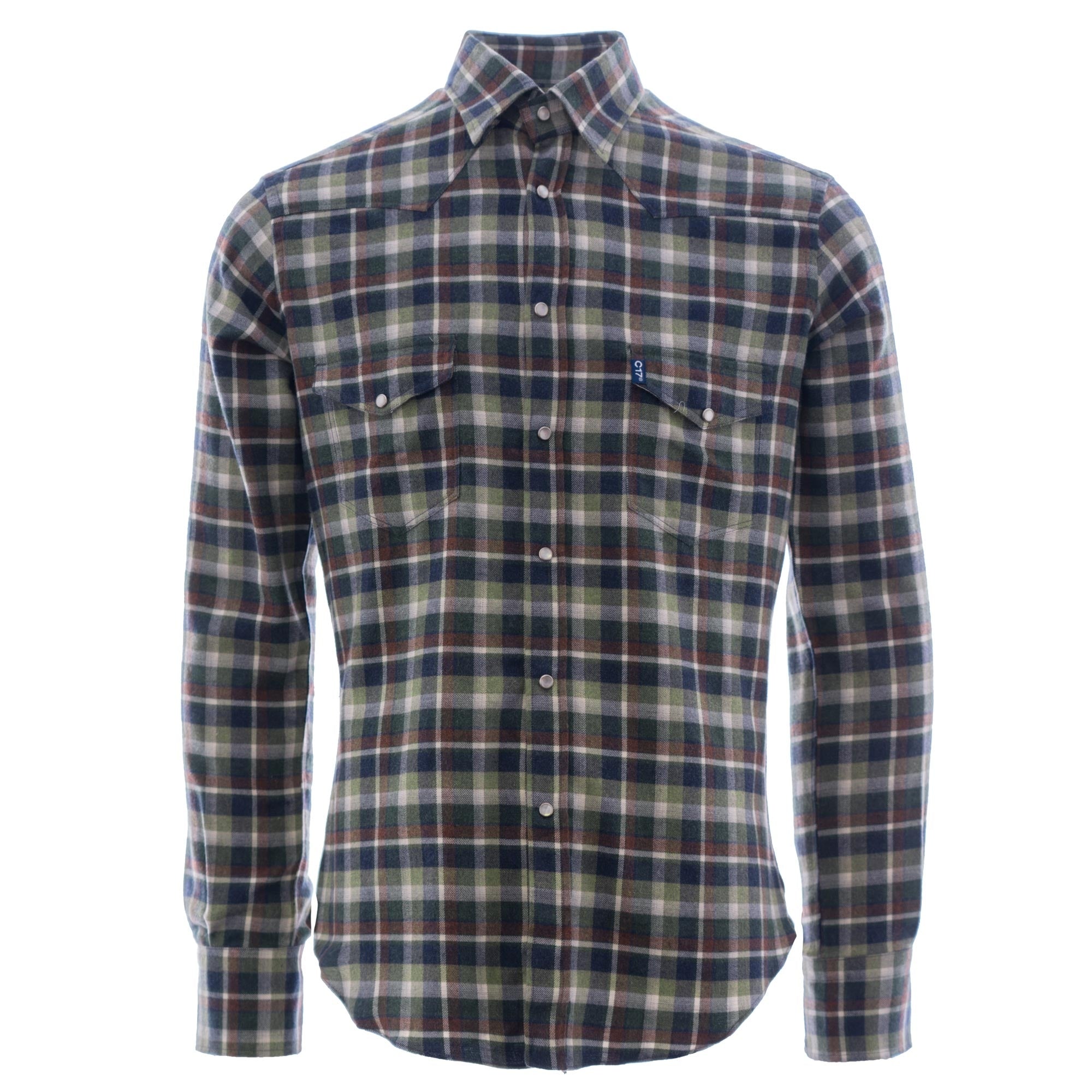 Antoine Flannel Western Shirt - Green Check