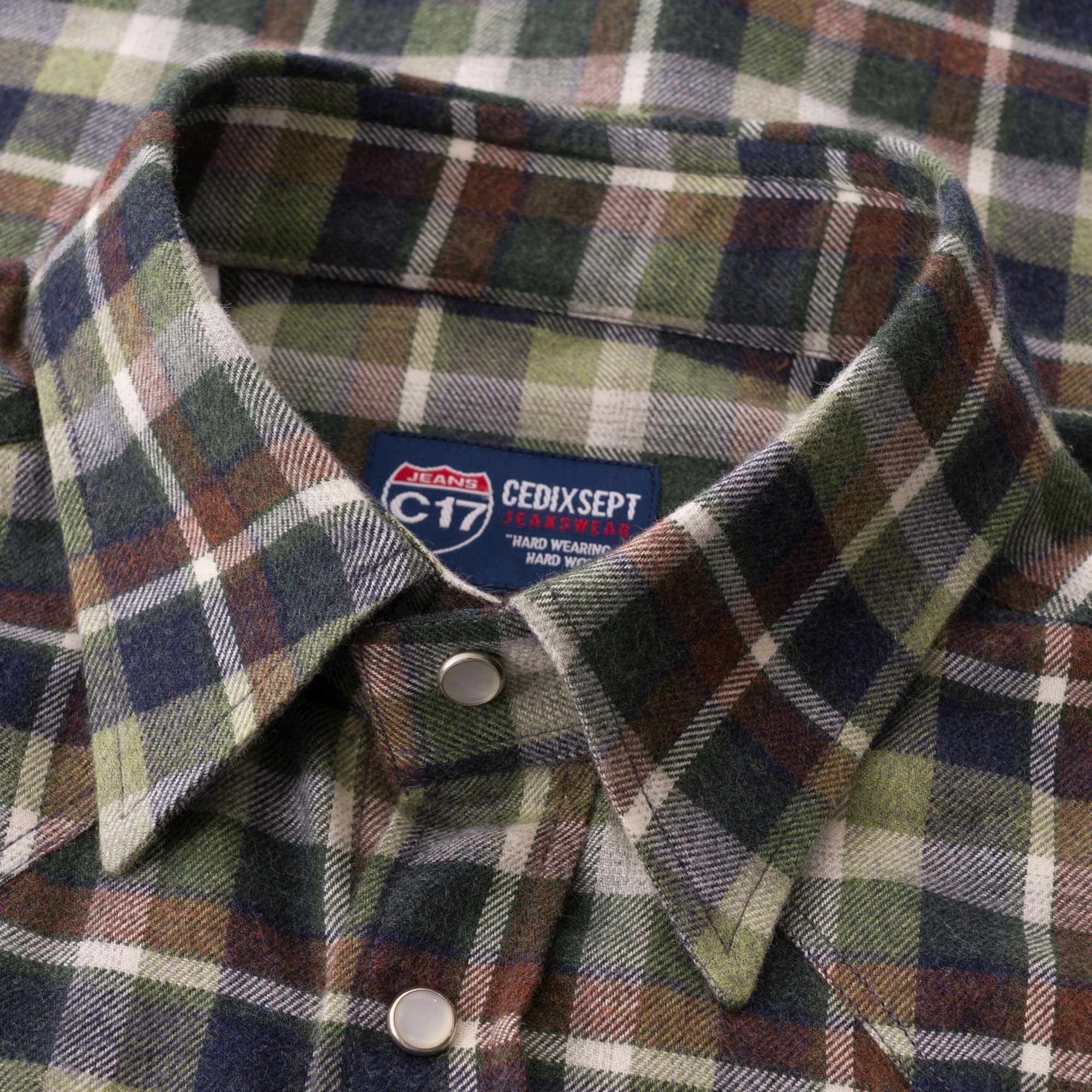 Antoine Flannel Western Shirt - Green Check