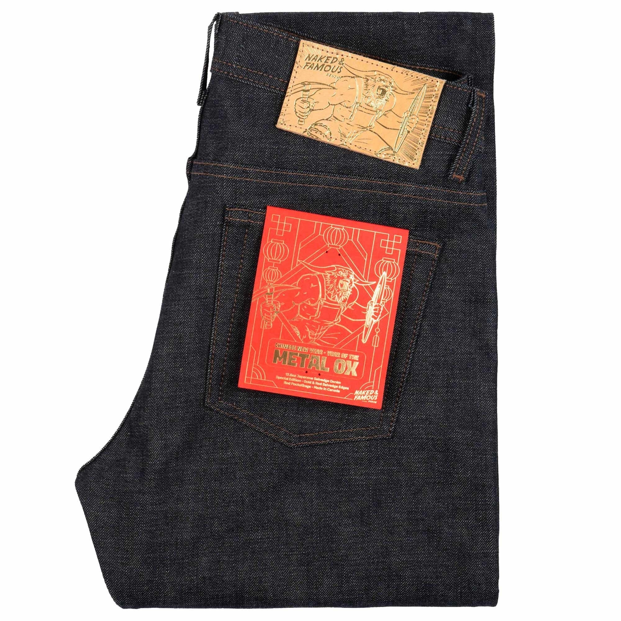 Weird Guy Chinese New Year Metal Ox Selvedge Denim Jeans - Indigo