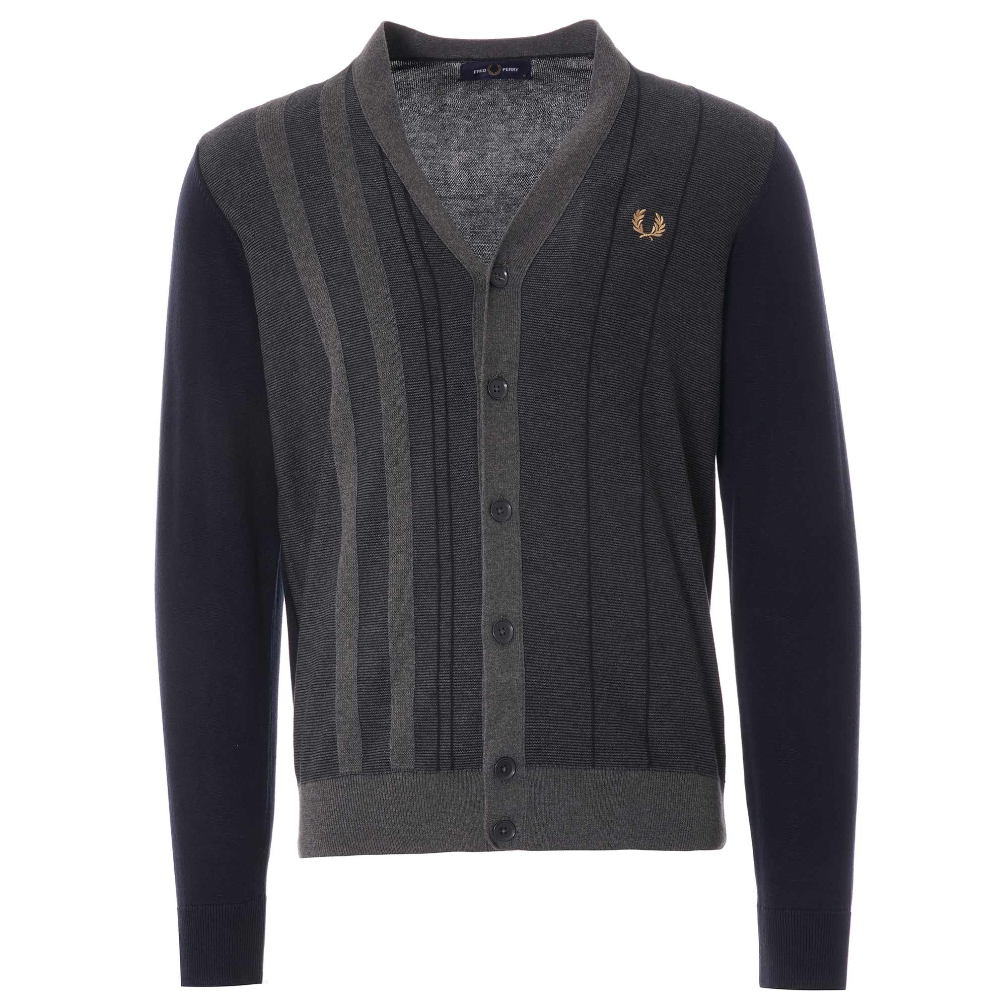Textured Stripe Cardigan - Navy