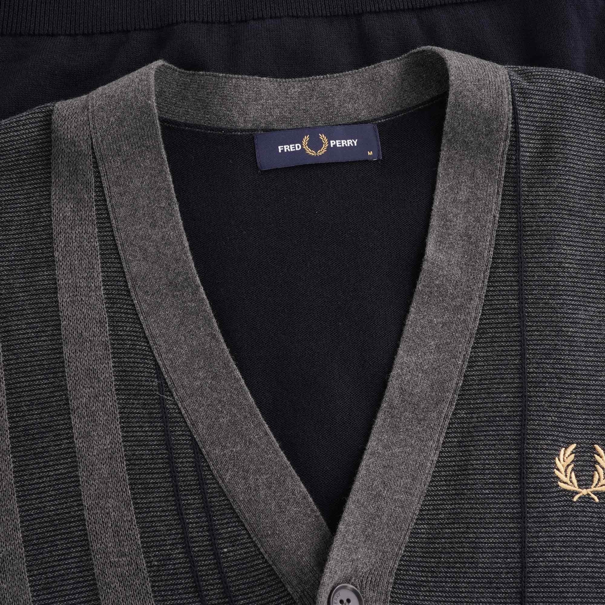 Textured Stripe Cardigan - Navy