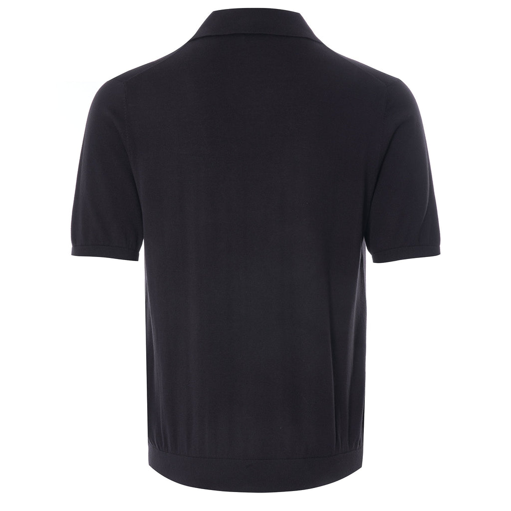 Zebra Logo Knitted Polo Shirt - Black
