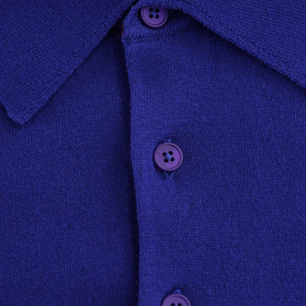 Zebra Logo Knitted Polo Shirt - Indigo