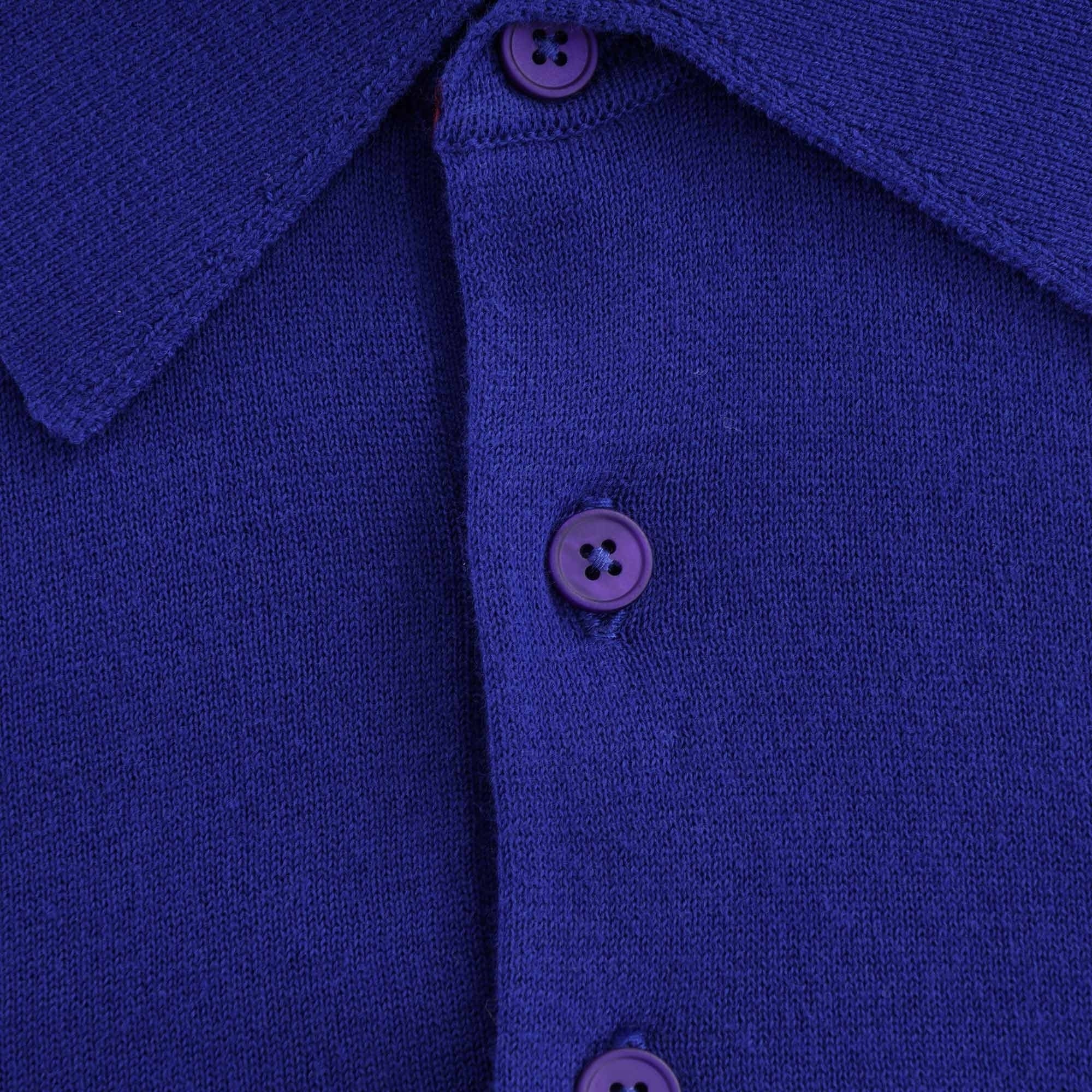 Zebra Logo Knitted Polo Shirt - Indigo