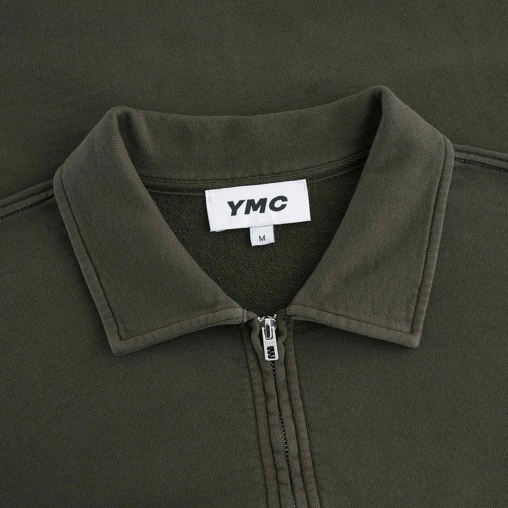 Sugden Cotton Loopback Zip Sweatshirt - Dark Olive