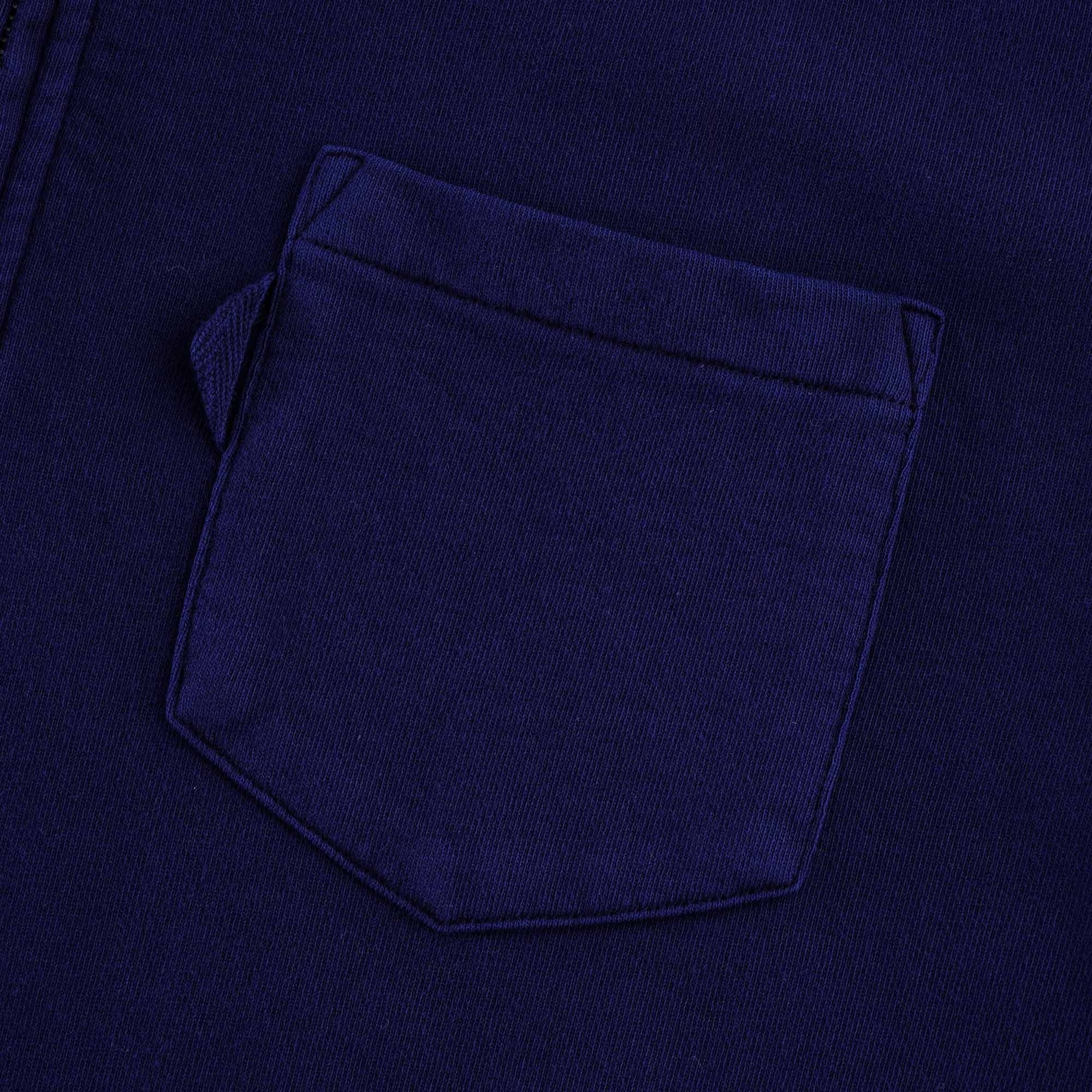 Sugden Cotton Loopback Zip Sweatshirt - Navy