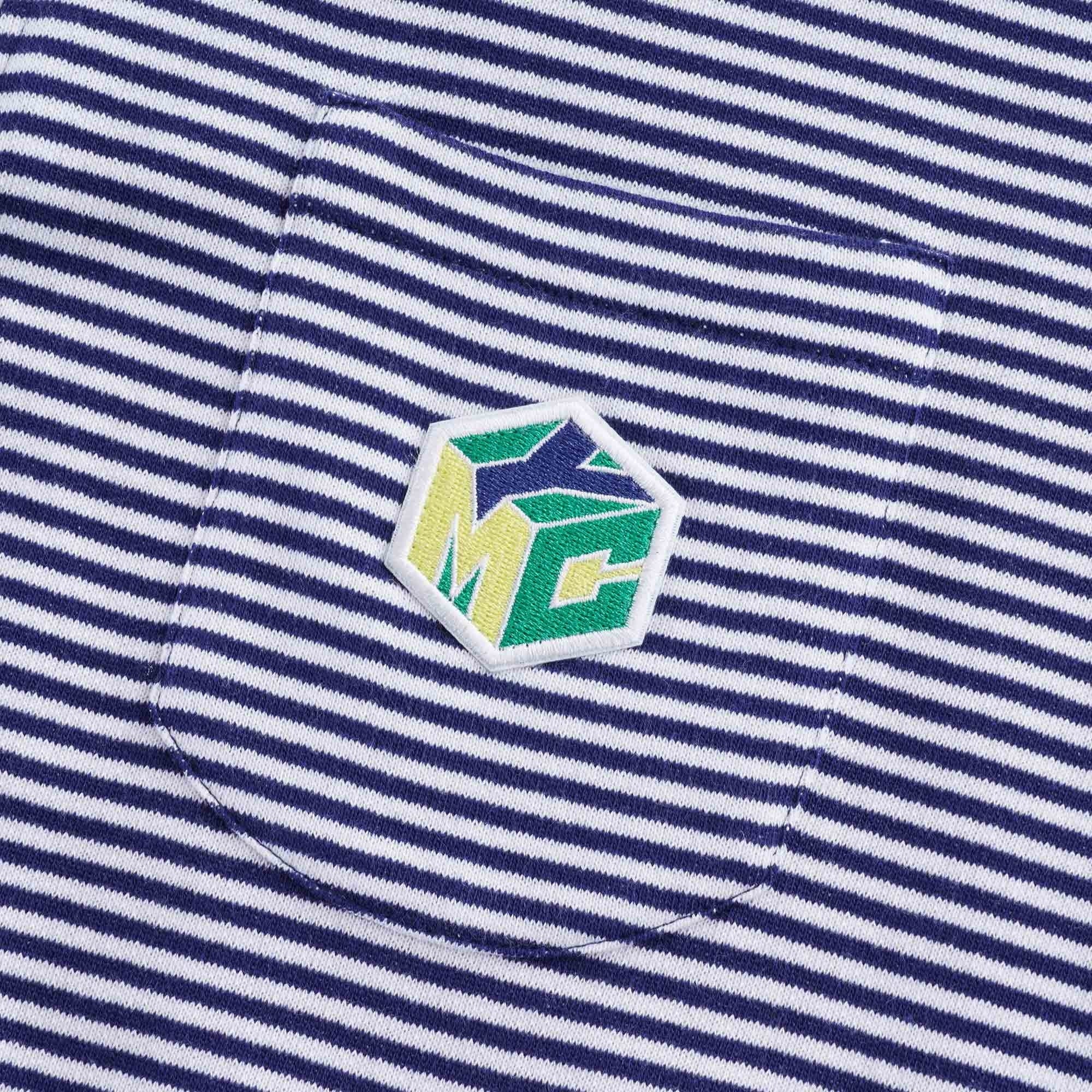 Sugden Cotton Loopback Stripe Zip Sweatshirt - Ecru/Navy