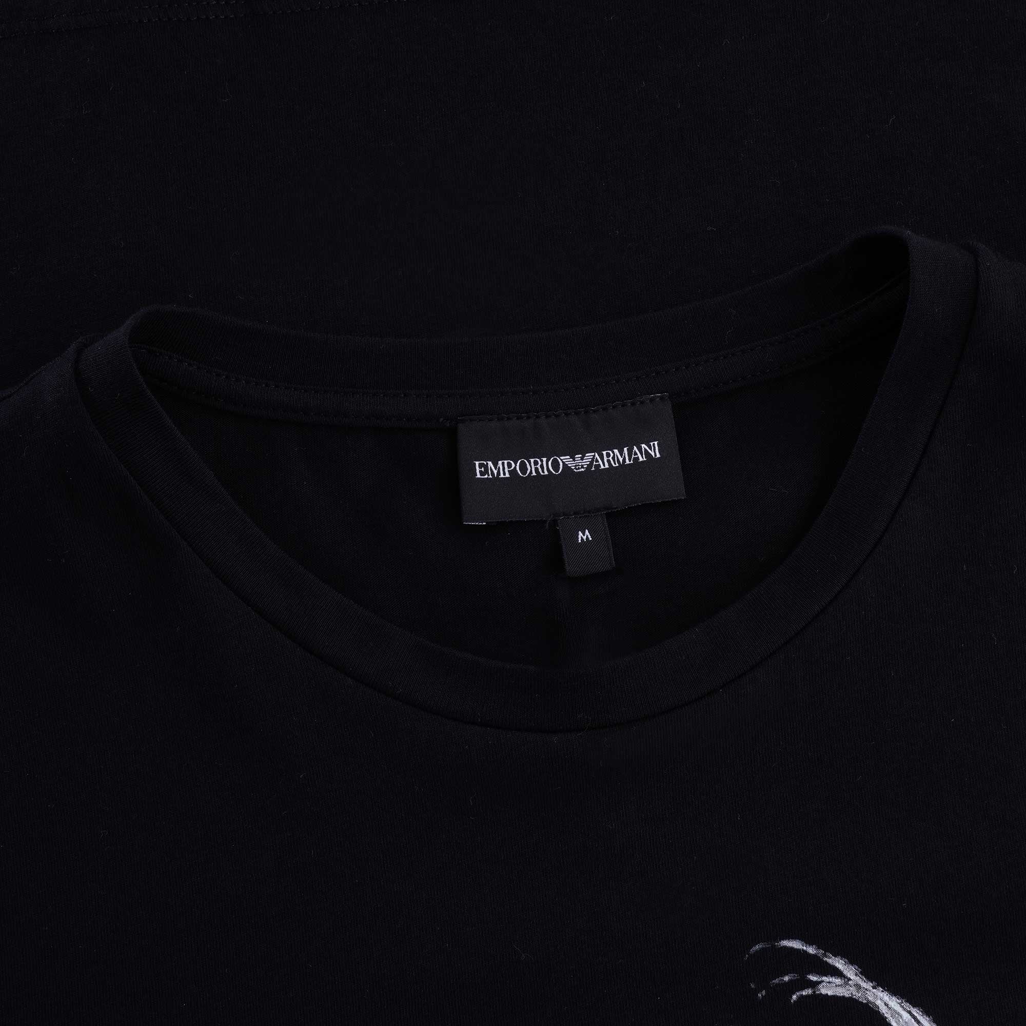 Lion Print Tattoo Style Jersey T Shirt - Black