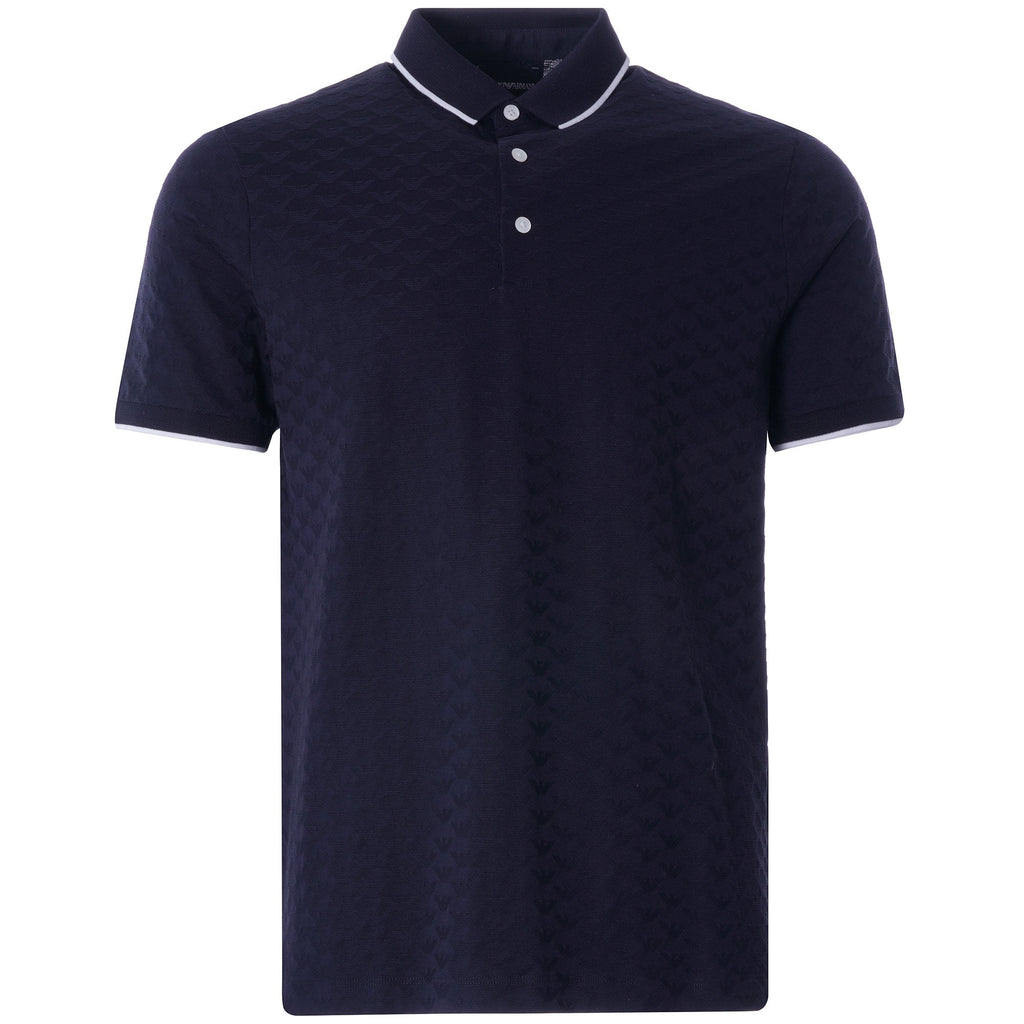 All Over logo Tipped Polo - Blu Navy