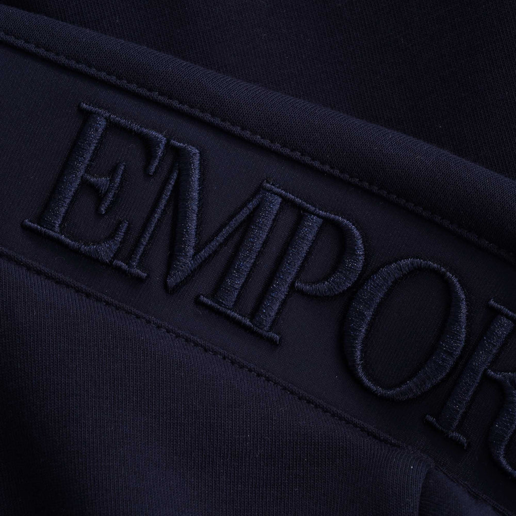 Full-Zip Double Jersey Sweatshirt Logo Sleeve Embroidery - Blu Navy