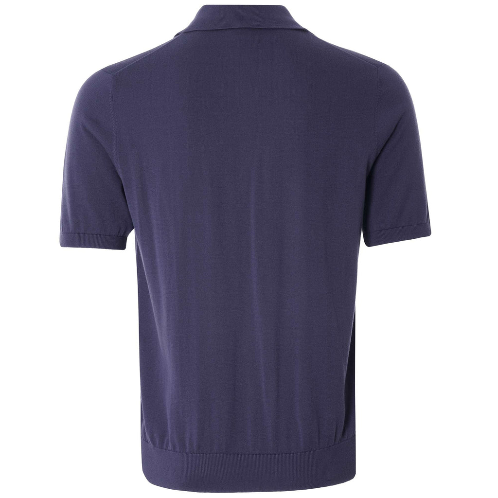 Zebra Logo Knitted Polo Shirt - Blue