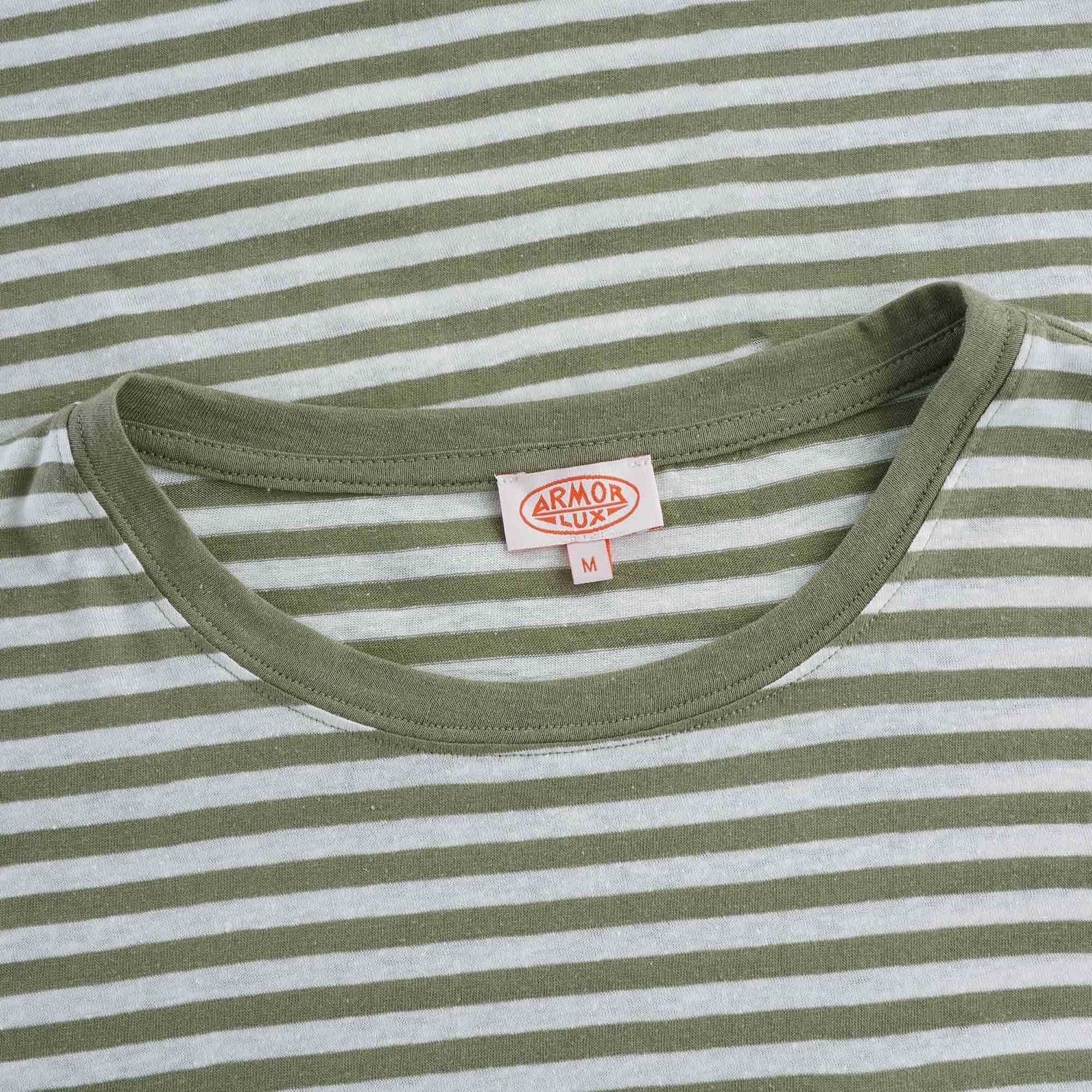 Striped Heritage Pocket T-Shirt - Khaki/Natural