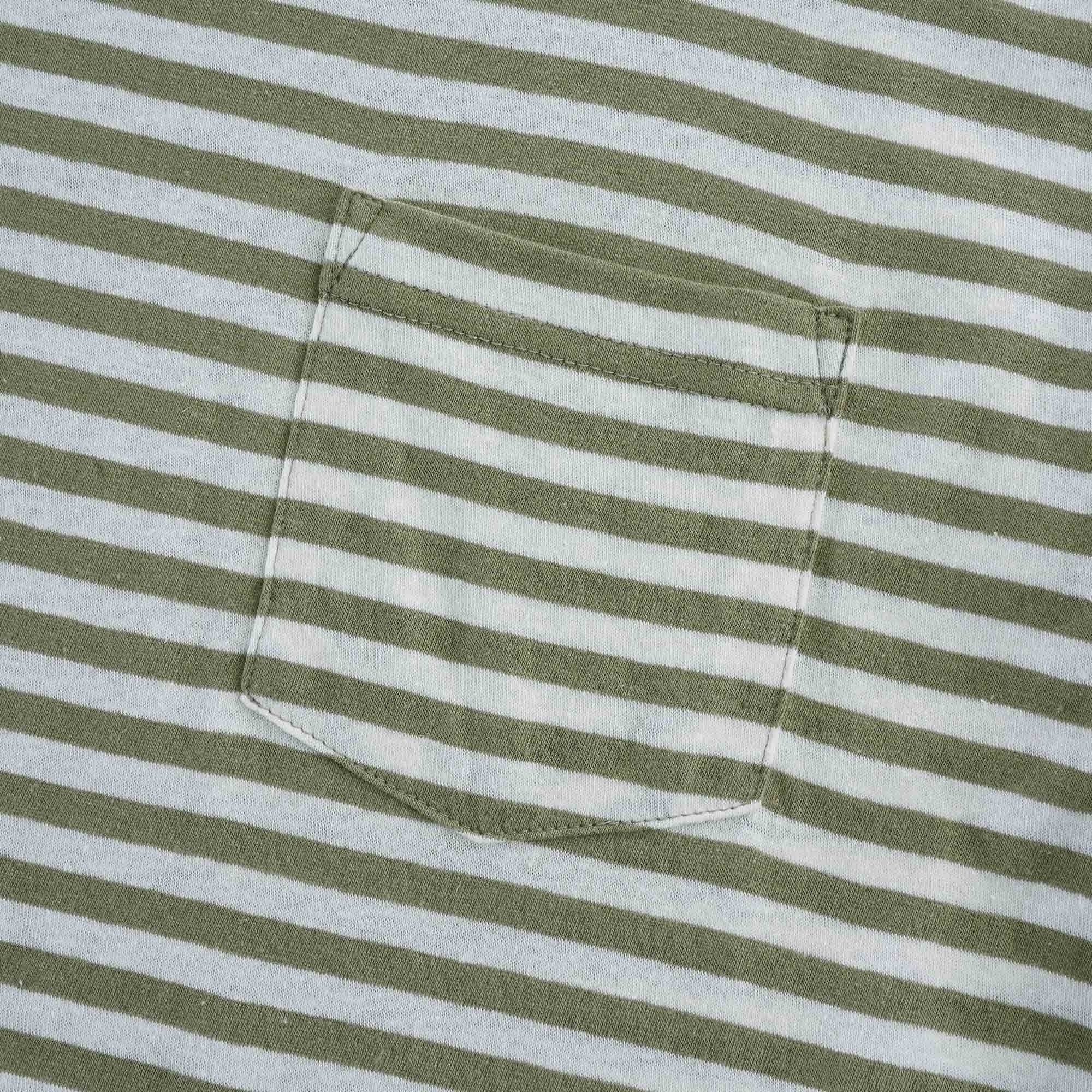 Striped Heritage Pocket T-Shirt - Khaki/Natural