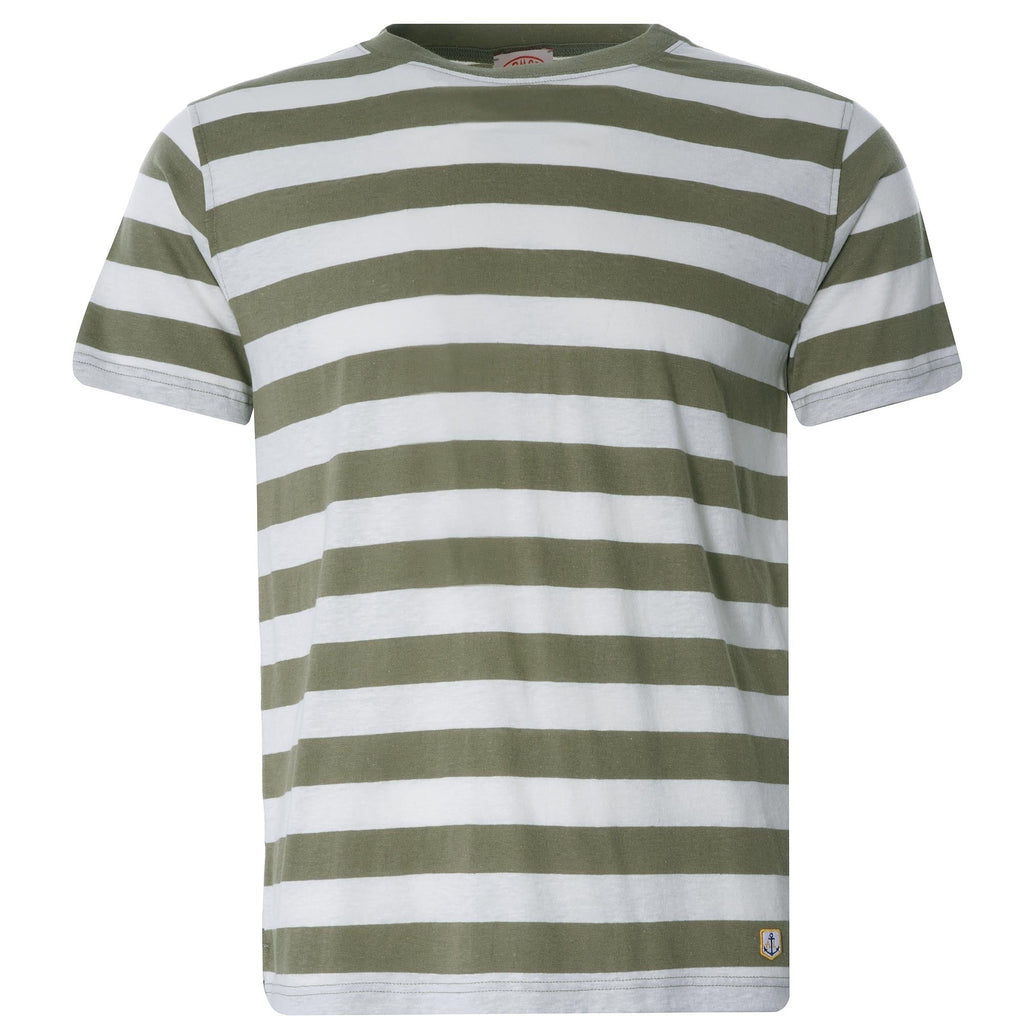 Wide Stripe Heritage T-Shirt - Khaki/Natural