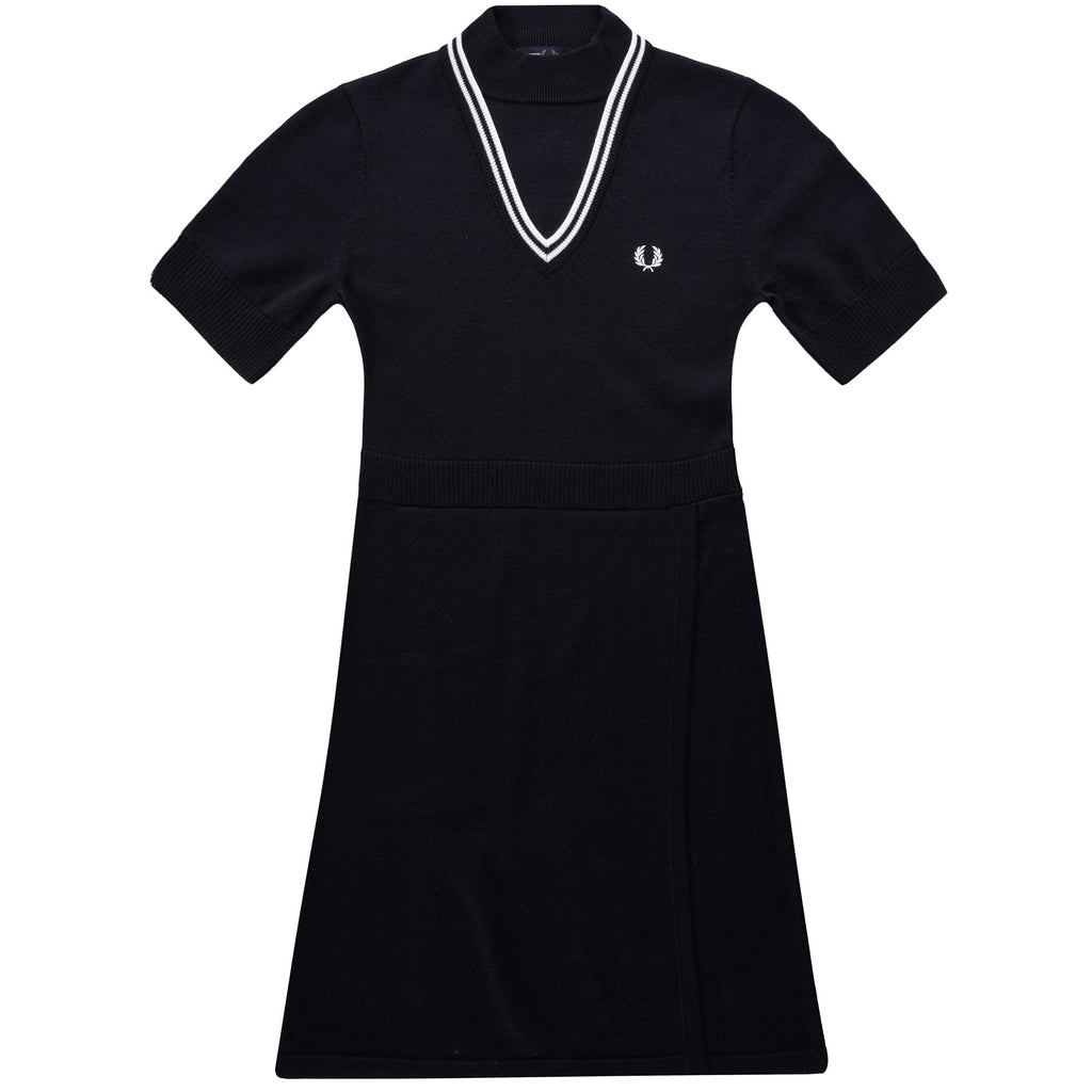V-Insert Knitted Dress - Black