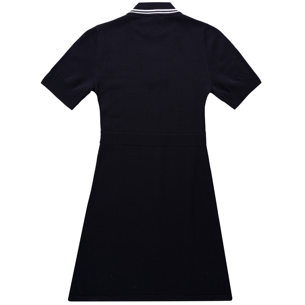 V-Insert Knitted Dress - Black