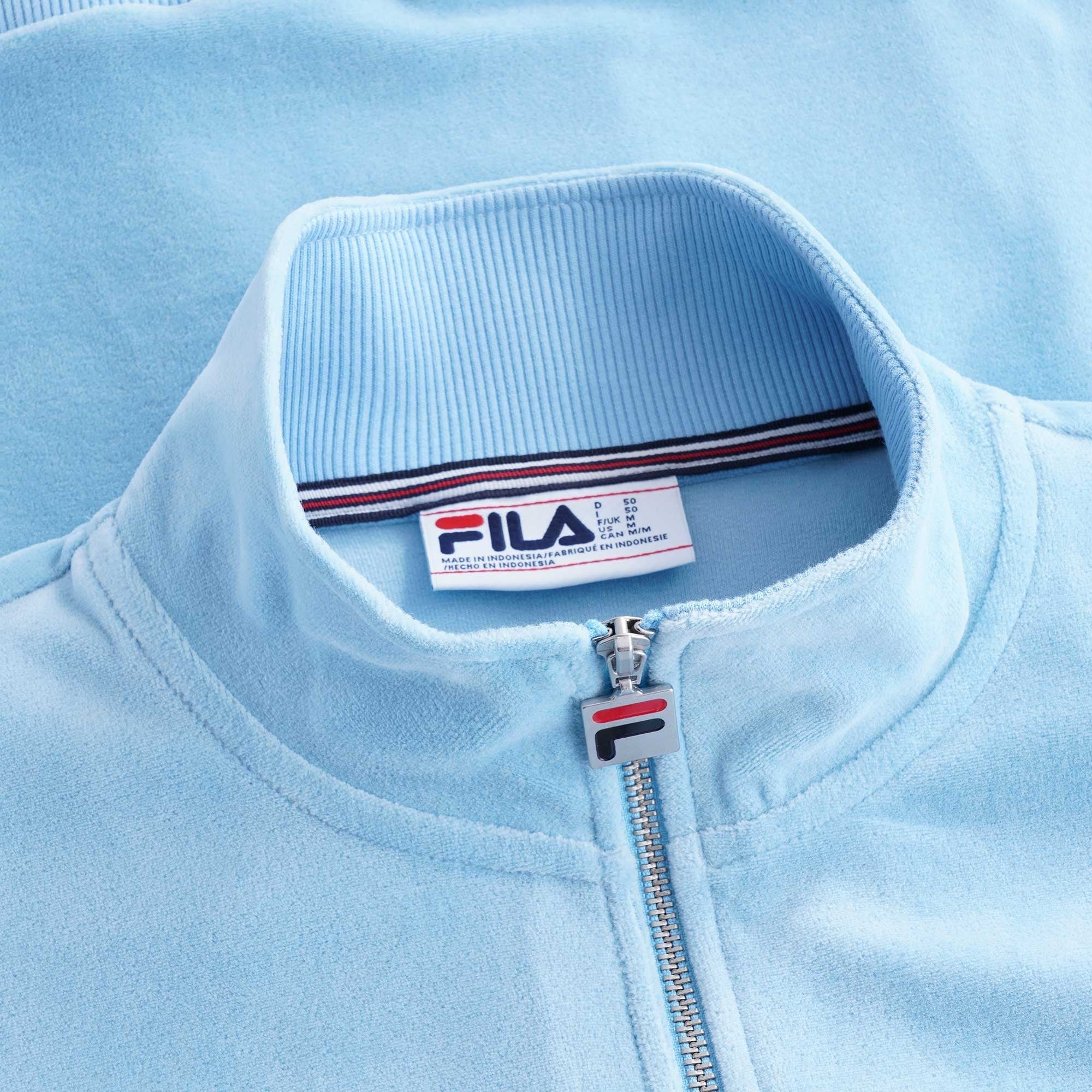 Slane Velour Track Top - Air Blue/Ecru/White