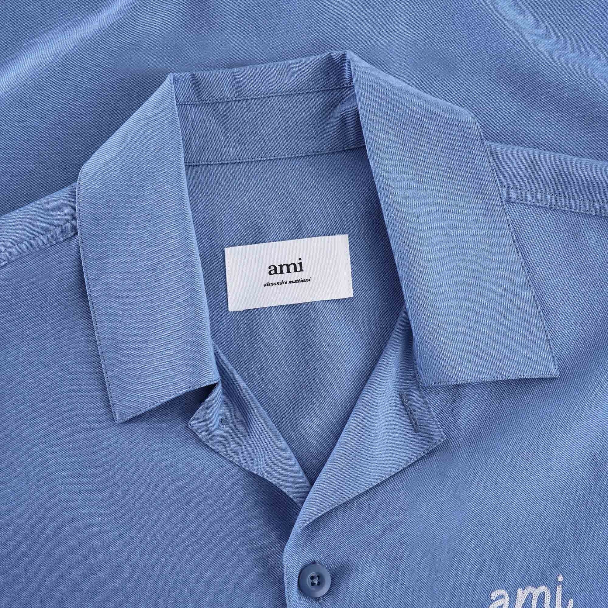 Ami Embroidery Short Sleeve Shirt - Sky Blue