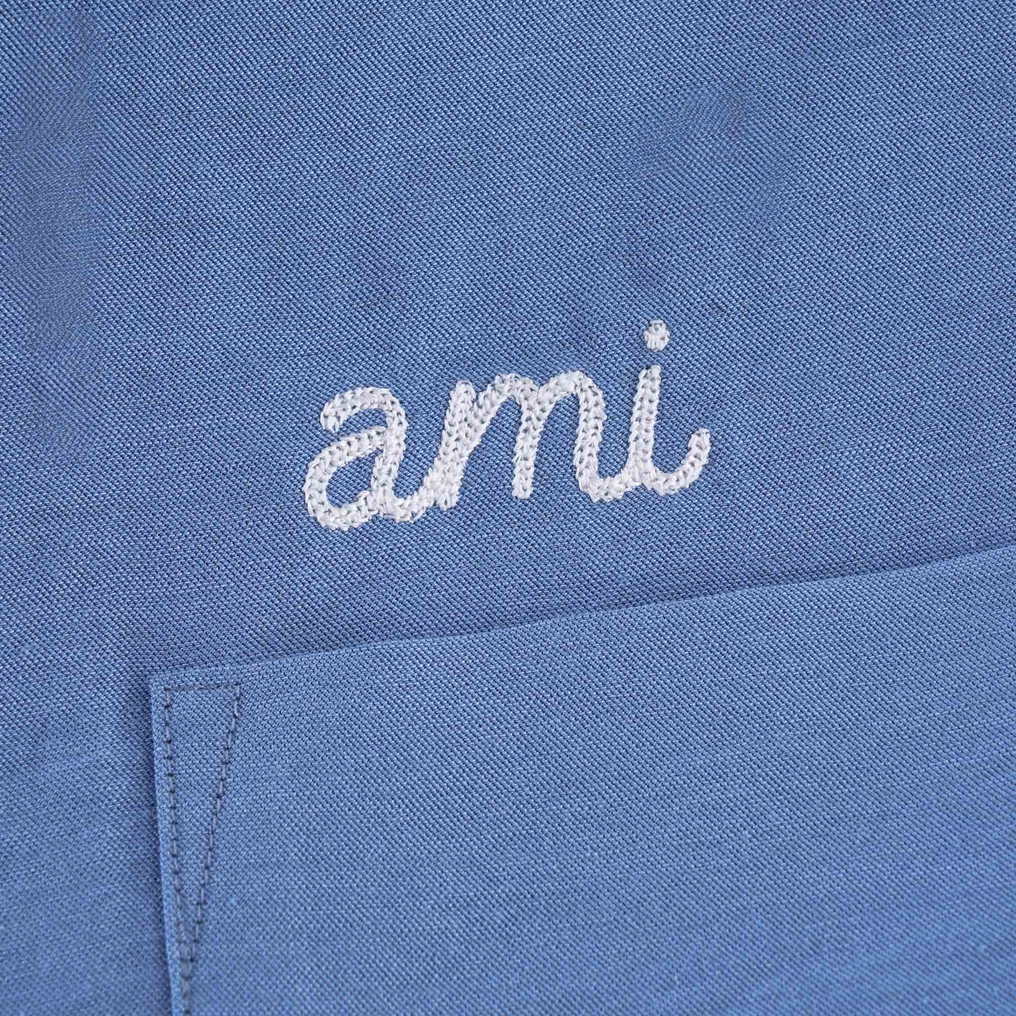 Ami Embroidery Short Sleeve Shirt - Sky Blue