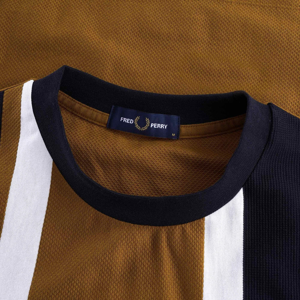 Striped Piqu T-Shirt - Dark Caramel