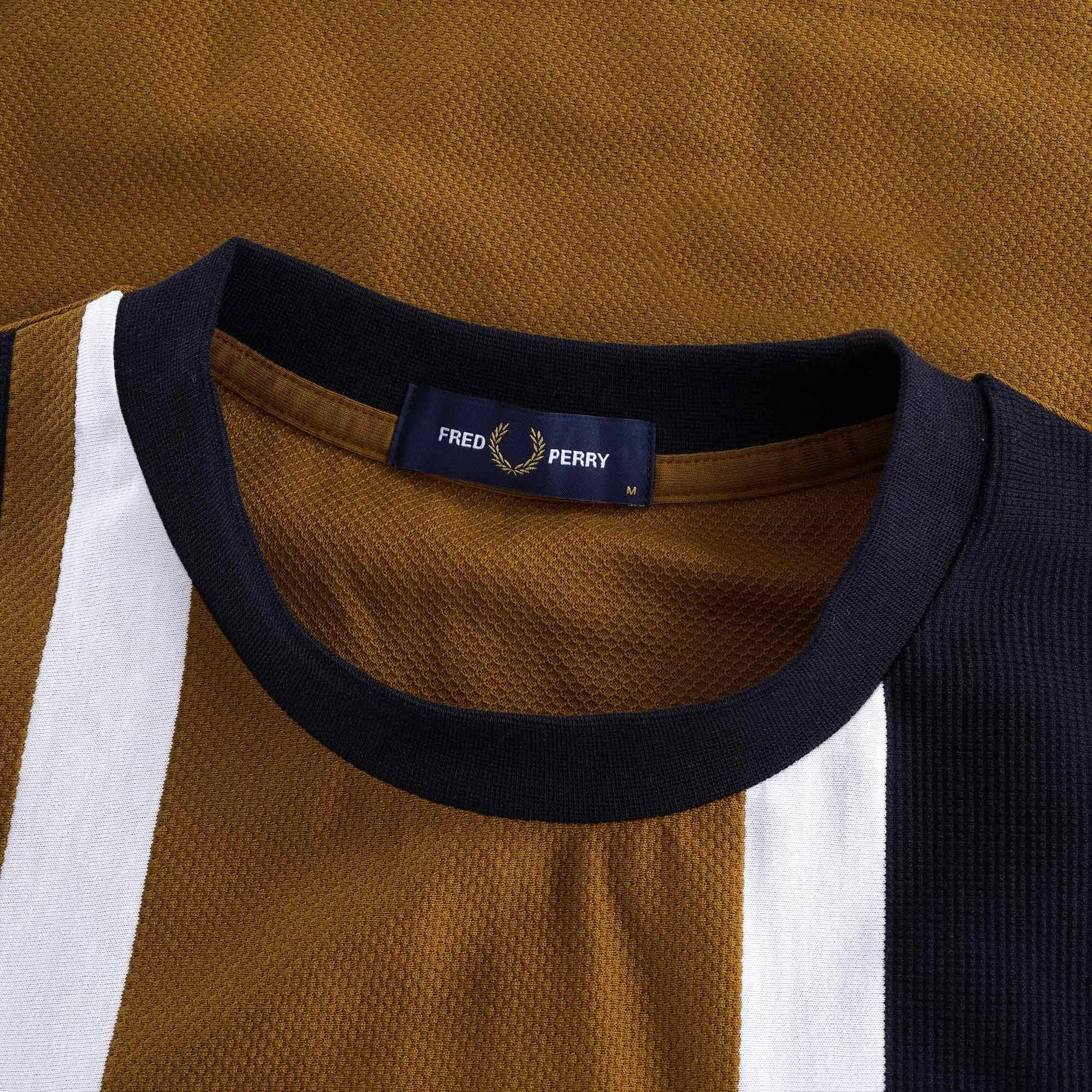 Striped Piqu T-Shirt - Dark Caramel