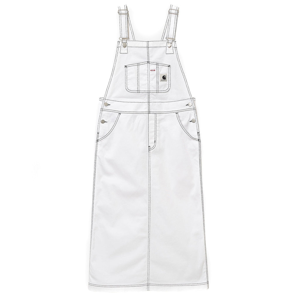 Womens Bib Skirt Long - White Rinsed