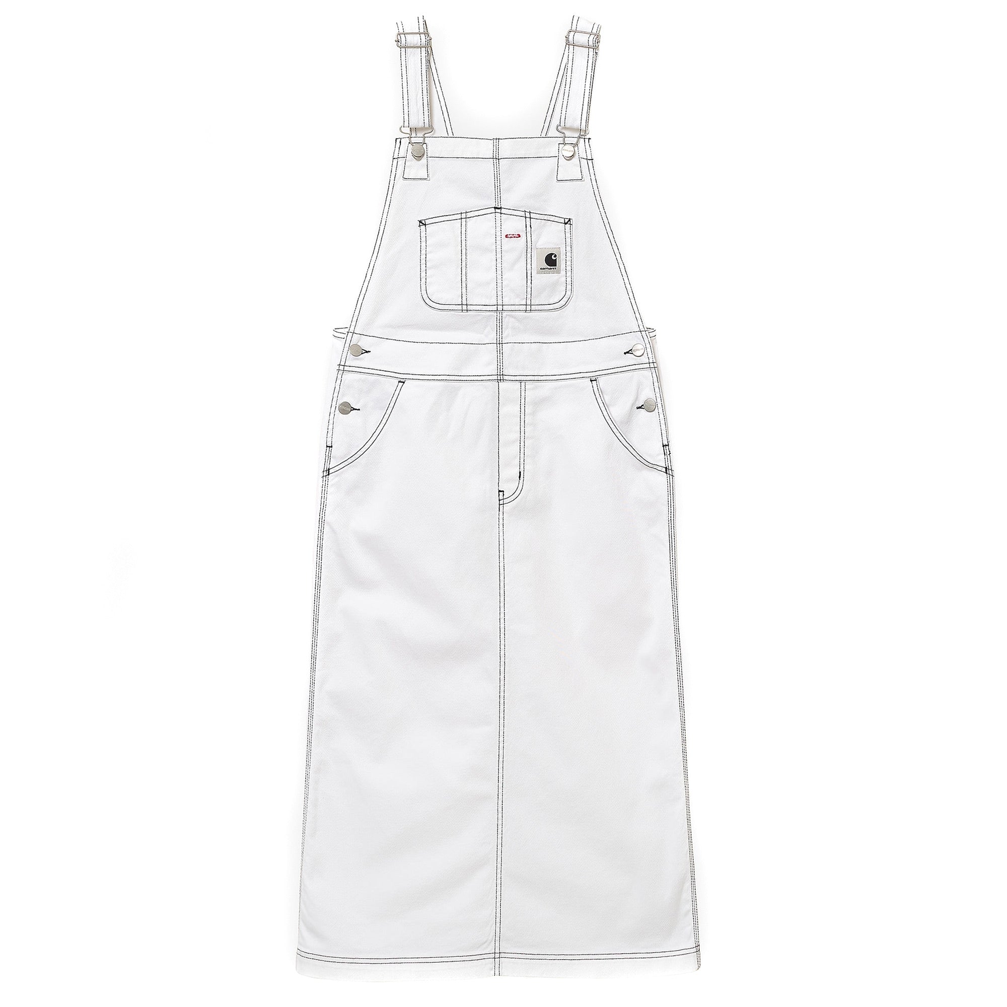 Womens Bib Skirt Long - White Rinsed